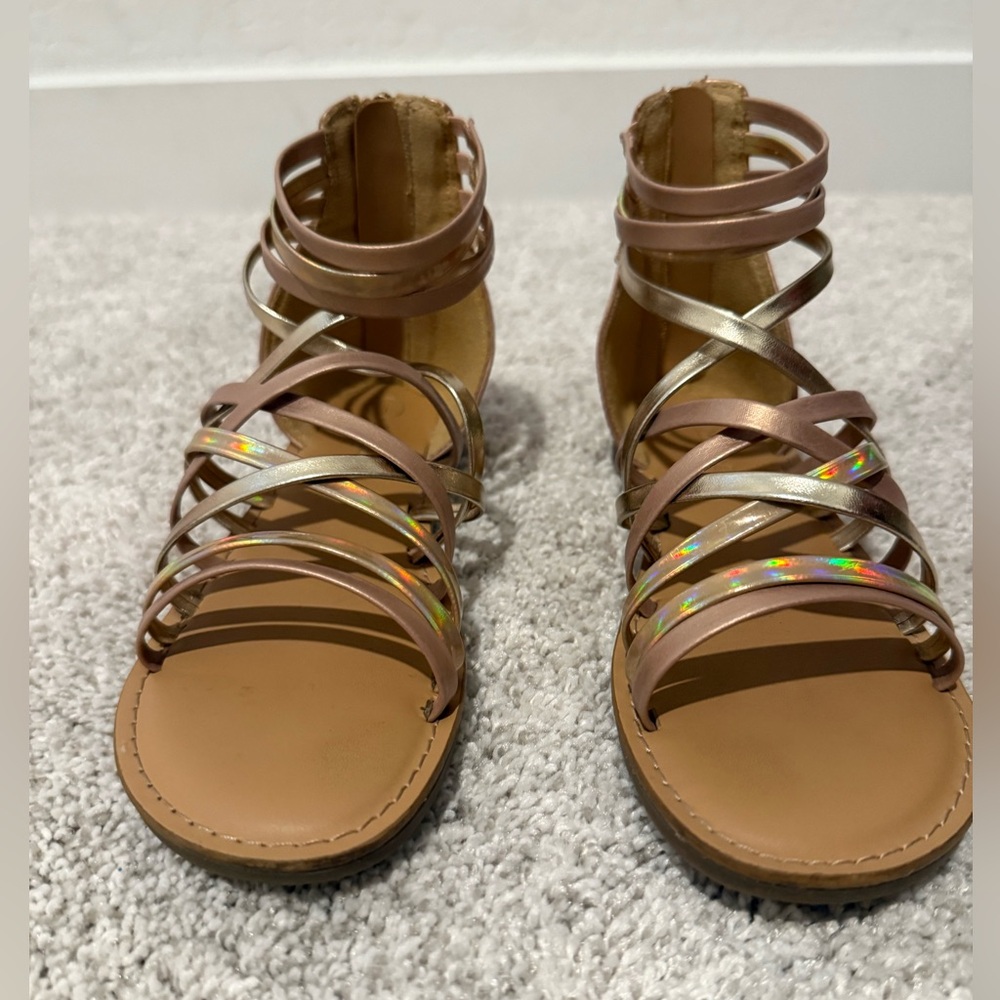 Little Girl size 1 rose gold and gold shimmery sandals